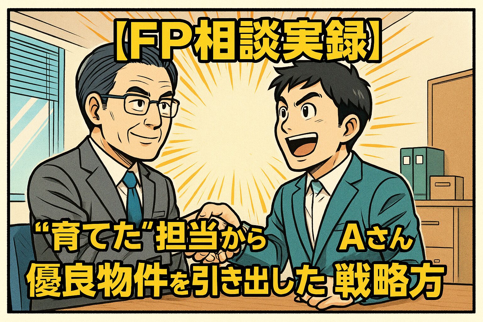 良い担当者とNG担当者の違いを示す図解。NG担当者からは一般的な情報しか得られないが、良い担当者を育てると未公開物件の情報が得られることを示している。